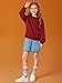 Haloumoning Girls Casual Crewneck Sweatshirts Kids Long Sleeve Oversized Fashion Pullover Tops 5-14 years Burgundy