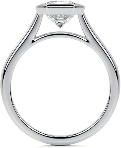 1-4CT Emerald Cut Moissanite Solitaire Ring Diamond Engagement Rings for Women Wedding Ring Bezel-Set10k/14k/18k Solid Gold Silver Anniversary Promise Gift for Her3