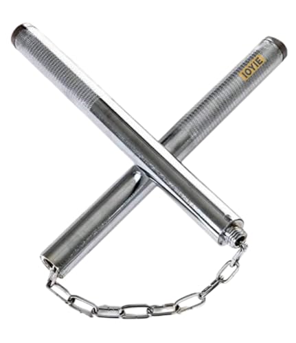 Image of Martial Arts Karate Adjustable Pocket Nunchaku, Stainless Steel Chen Xi for Martial Arts Rod Convertible Training Dual-Section Stick (9 inch Chain & 10 inch Gripping Adjustable Handle)