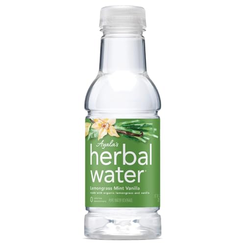Ayala's Herbal Water - Organic Lemongrass Mint Vanilla Naturally Enhanced Flavored Water - Non Carbonated Purified Water - Zero Calories, Zero Sugar, Zero Preservatives - 16 Ounce, Pack of 12