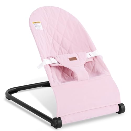 Image of Lfhiwhd Baby Bouncer,Baby Bouncer Seat,Portable Infant Bouncer with 3-Point Safety Harness,Ergonomic Bouncy seat, Newborn Bouncer for Babies 0-6 Months up to 20lbs (Pink)