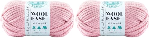 Image of Lion Brand Yarn Wool-Ease Thick & Quick Yarn, Soft and Bulky Yarn for Knitting, Crocheting, and Crafting, 1 Skein, Blossom (Pack of 2)