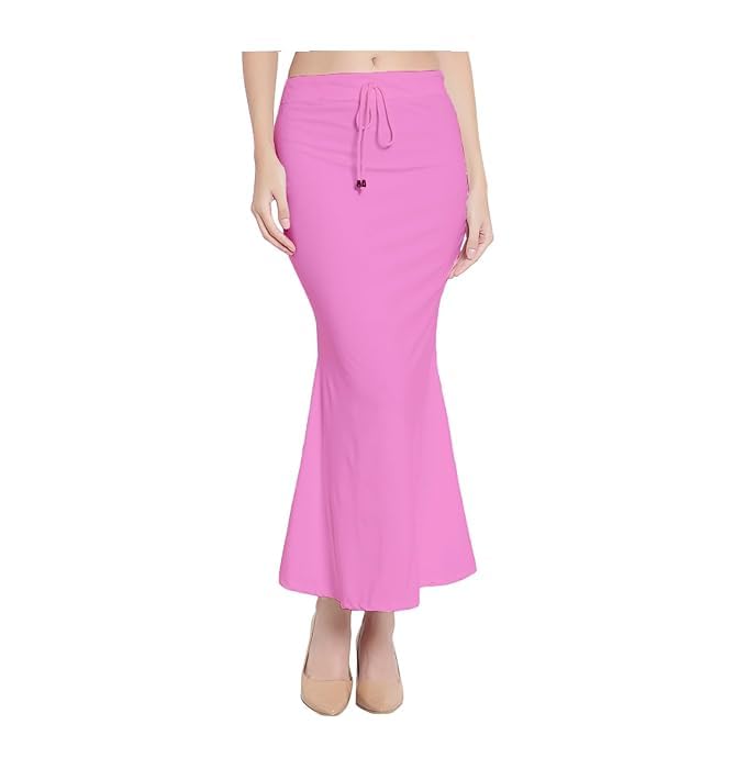 Image of Saree Shapewear Petticoat for Women Cotton Blended Lycra Shaper Petticoat with Elastic & Lace (Drawstring) Long Under Skirt Fishcut Wrinkle Free Shapewear