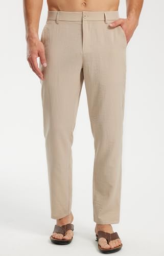 Libin Men's Imitation Linen Pants Casual Pants Lightweight Pants Summer Beach Lounge Pants3