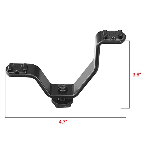 Aexit Double Mounting Lighting fixtures and controls V-Shape Flash Shoe Bracket Studio Holder 12cmx9cm Black