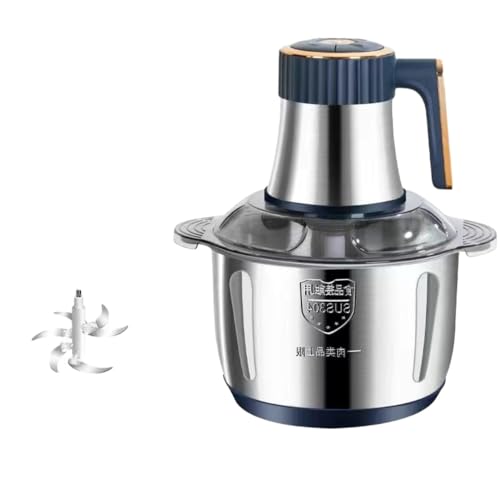YQWフードプロセッサー5L大容量 チョッパー 電動 多機能電気肉挽き器 高速拌のための高効率モーター 高速チャーン 高温耐性 肉?机 ステンレス製洗面器 家族のニーズに応える大容量 高性能 便利 傷や落下に強い ソフトとハードの自選択 操作が簡単 (ブル