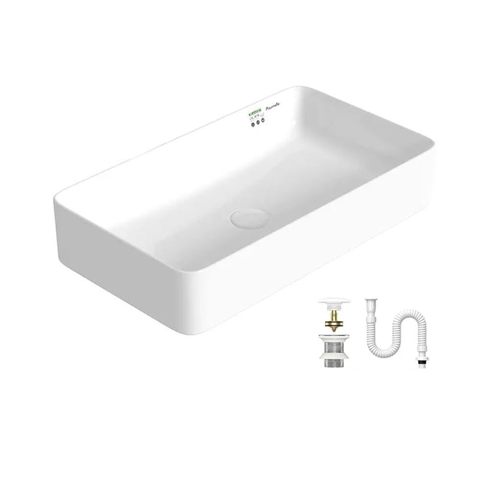 Fregadero Rectangular, Fregadero Cerámico Blanco, Lavabo Cerámico sobre Encimera