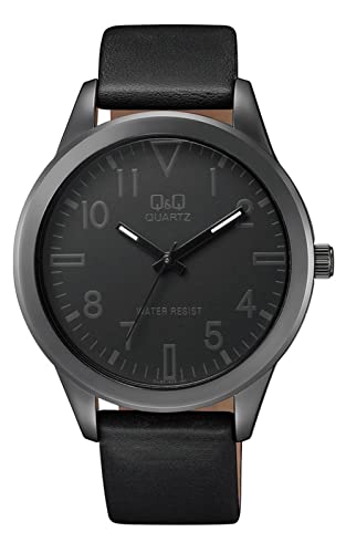 Q&Q QA52J505Y - Reloj de pulsera para hombre (piel sintética, con hebilla, manecillas luminiscentes, analógico, mecanismo, Corr
