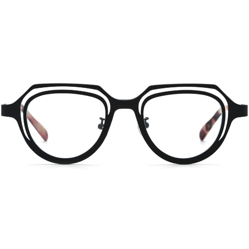 Image of FONEX Colorful Pure Titanium Glasses Frame Women Retro Round Eyeglasses