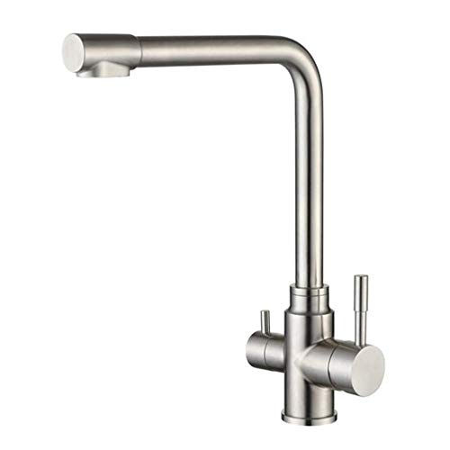 Robinet cuisine 3 voies eau filtrée et mitigeur eau chaude et froide pivotant