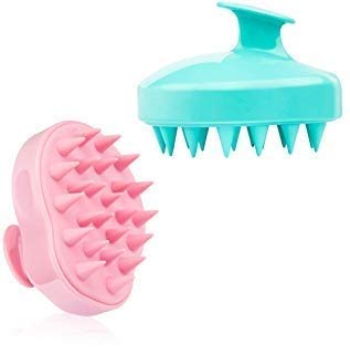 (2 Pack) Shampoo Brush Hair Scalp Massager, SuPoo Soft Silicone Scalp Massage Brush Scalp Care Brush Deep Hair Clean and Head Muscle Relax, Light Green, Pink