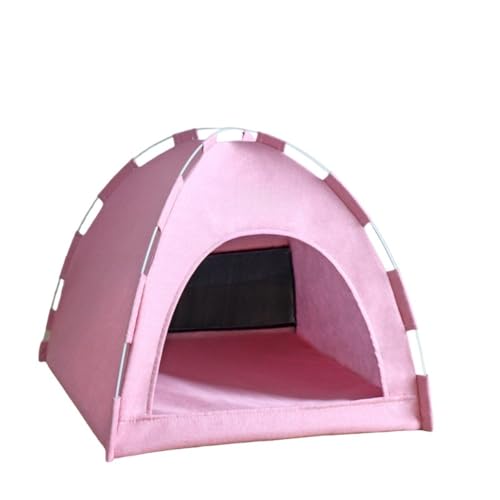 Effonek ペットテント、オールシーズン対応、猫と犬のペット用巣、夏用マット、屋外用 折りたたみ式キャットハウス (ピンク,S-36*36*28)