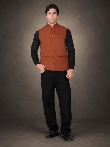 Image of Vastraa Fusion Bandi Modi Koti, Nehru Jacket for Men, Cotton Waistcoat for All Occasion: Diwali, Wedding, Ethnic, Office Party, Formal & casual Look