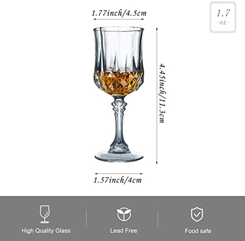 Shot Glasses Set of 6 Cordial Glasses 1.7oz/50ml/Whiskey Glasses/Tequila/Limoncello/Sherry Glass