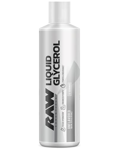RAW Liquid Glycerol Workout Supplement Unflavored - Liquid Glycerol Supplement for Enhanced Pumps Increased Muscle Fullness Endurance & Hydration - Pre-Workout for Men & Women - 32 Servings