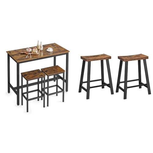 VASAGLE 2-Piece Bar Table and Stool Set, Industrial Rustic Brown
