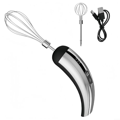 Alanmoship Batidor de huevos eléctrico de mano con cabezales de batidor dobles desmontables, recargable, USB, espumador de leche con 5 niveles de velocidad para varios usos en la cocina (negro)