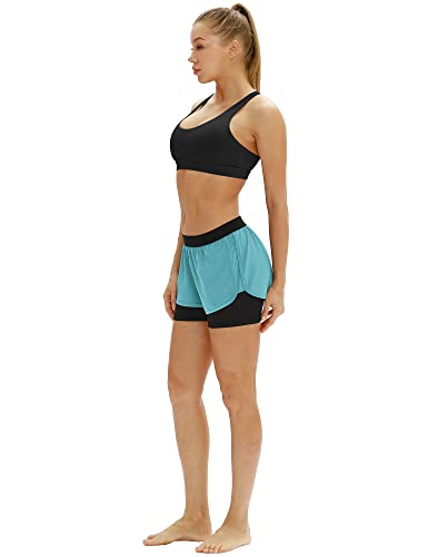 Image of icyzone Running Yoga Shorts for Women - Activewear Workout Exercise Athletic Jogging Shorts 2-in-1