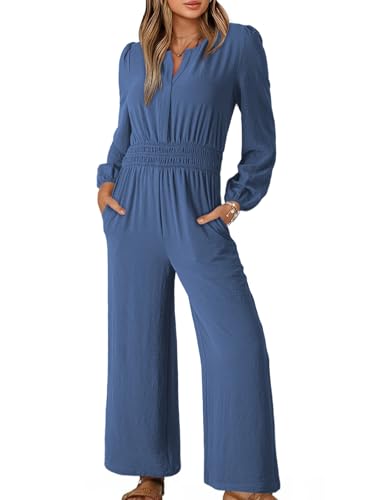 Dokotoo Womens Plus Size Jumpsuits for Women Sail Blue Casual