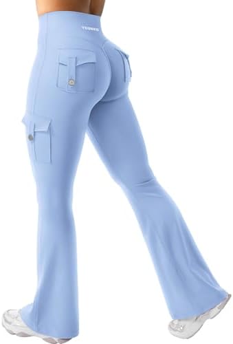 YEOREO CoreFlex Damen Invisible Scrunch Flare Leggings mit 4 Pockets | High Waist,Schlaghosen,Workout,Seamless,Push Up,Blickdicht,Yoga,Gym Legging,Butt,Sport