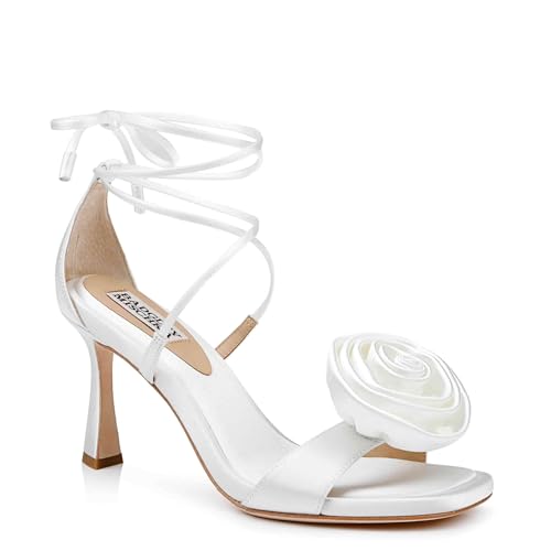 Sandales à talons Janelle Badgley Mischka en cuir blanc à bout ouvert et bride cheville