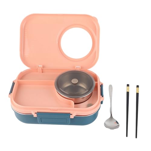 Sxhlseller Térmica 1100ml, Contenedor de Acero Inoxidable 304 con 3 Compartimentos, Incluye Tazón de Sopa, Palillos y Cuchara para Niños y Adultos - Verde (PINK)