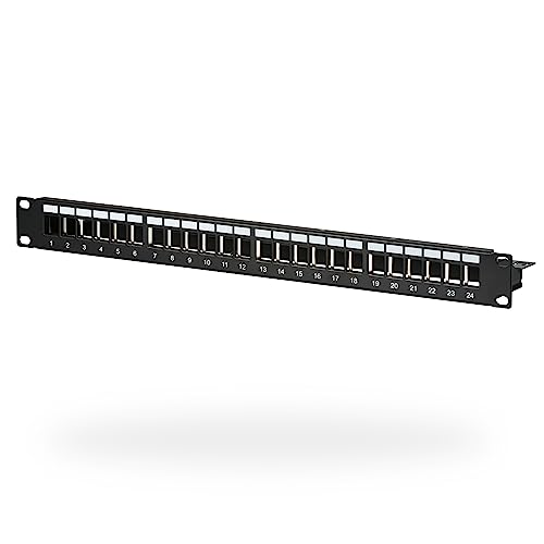EFB-Elektronik Verteilerfeld Patchpanel 19 Zoll 1HE, 24-Port, schwarz, ohne Keystone