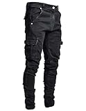 Pantete Mens Slim Fit Jeans 7 Pockets Stretch Skinny Denim Pencil Pants Nova Fashion