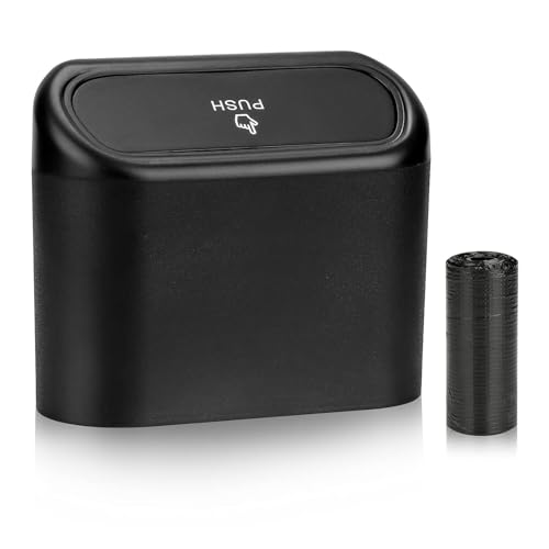 Image of Oblivion Mini Car Dustbin - Portable Trash Bin with Lid & Garbage Bags, Compact & Durable Trash Can for Easy Waste Disposal, Waterproof & Leakproof Essential Cars Accessory (Black)