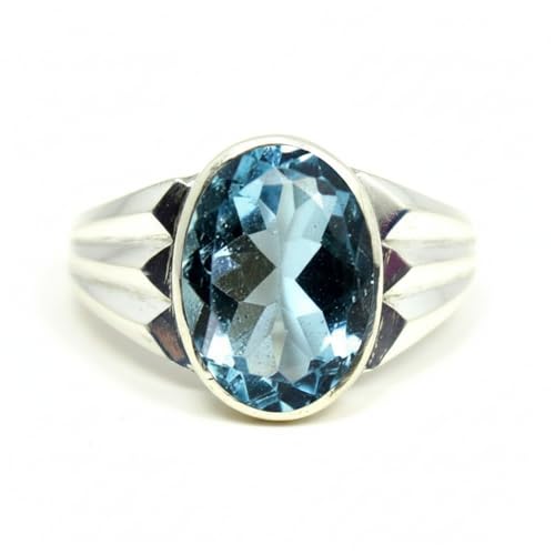 Bague en argent pour homme pierre de naissance ovale chevalière 5 carats