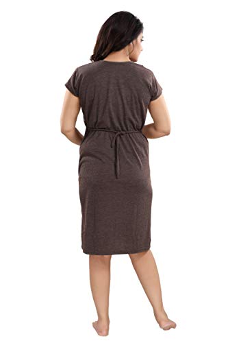 Fabme Women's Polyester Blend Dungaree Knee Length Nighty Pre and Post Pregnancy