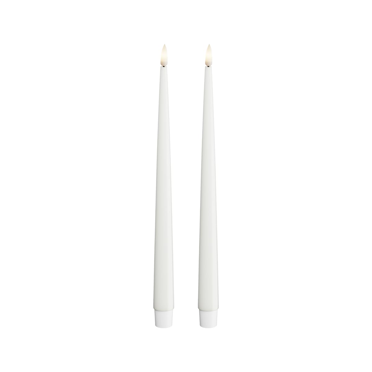 Deluxe Homeart White Indoor Flameless Led Dinner Candle - Set Of 2 - With Real Flame™ Technology - Battery Powered Candle (28 Cm, )