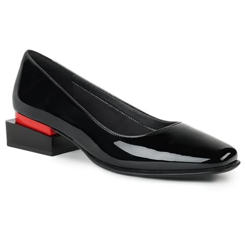 Image of LingxiaUne Dress Shoes for Women, Comfortable Dressy Flats, Womens Chunky Heel Pumps with Arch Support and Pointed Toe