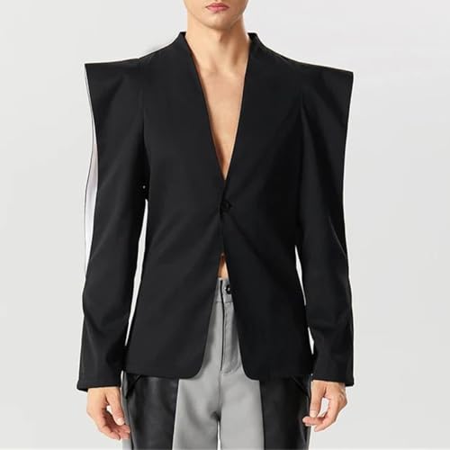Men's Suit Jacket Solid Color Lapel Long Sleeve Single Button Street Irregular Fashion Thin Jacket2