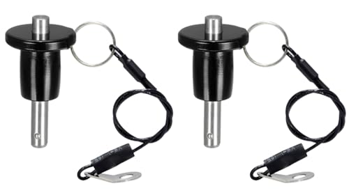 MerciL 2pcs Ball Locking Pin, 304 Stainless Steel Push-Button Quick Release Pin Quick Release Fastening Locating Safety Pins with Lanyard Cable (5X10mm)