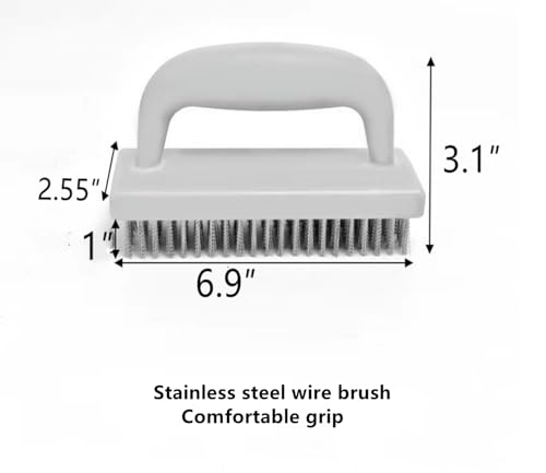 Image of Large Heavy Duty Rust Removal Brush Stainless Steel Wire Brush 2-piece Set, 6.9 inchX 2.5 inch Size, with Plastic Comfortable Grip, Used for Cleaning, Scraping slag, dust, Dirt and Paint scrubbing