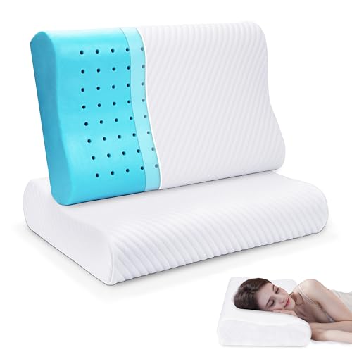 Soznveg 2パック 低反発素材 首サポート枕 睡眠用 人間工学的 頸椎枕 首と肩の痛みに 整形外科用睡眠枕 仰向けと横向きで寝る方向けの輪郭枕 キングサイズ, XIN022-King