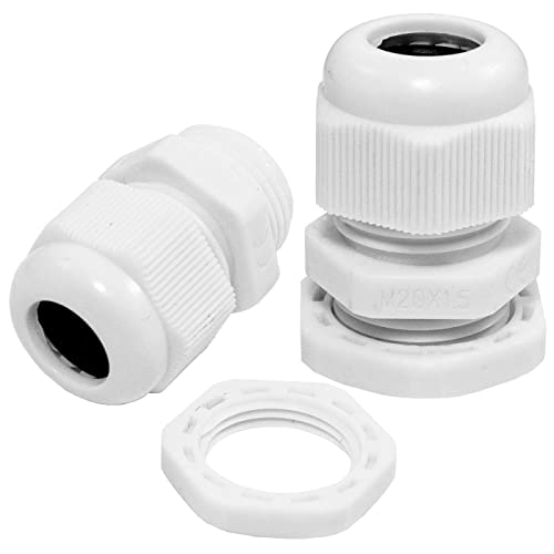 10x Cable Gland M20 IP67 Metric d7-12mm Grey, M20 (Grey)