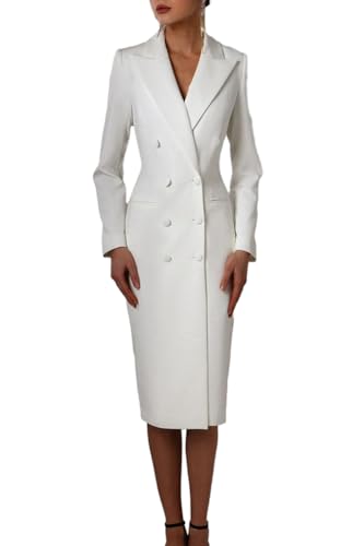 Women's Suit Blazer Double Breasted Peaked Lapel Long Jacket Ladies Prom Evening Guest Formal for Wedding Cocktail2