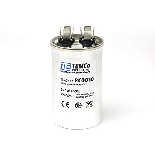 Temco 25 Uf/Mfd 370 Vac Volts Round Run Capacitor 50/60 Hz Ac Electric - Lot -1 (Optional Uf/Mfd, Voltage And Lot Quantities Available) #TOP2