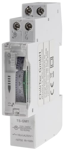 ChiliTec Analoge Zeitschaltuhr für Schalttafel Einbau Tageszeitschaltuhr 24 Stunden 15min Steps 230V Schaltkasten