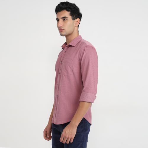 Image of Park Avenue Men Slim Fit Solid Pattern Pure Cotton Semi Cut Away Collar Full Sleeve Casual Shirt