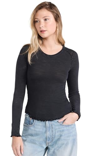 Free People Be My Baby Manches longues noir XS top col rond femme