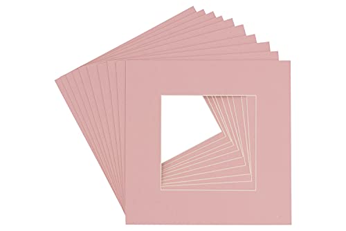 CountryArtHouse Pink Acid Free 26x26 Square Picture Frame Mat with White Core Bevel Cut for 21x21 Pictures - Fits 26x26 Frame - Pack of 1 Matboard Show Kit with Acid Free Backing & Clear Bag