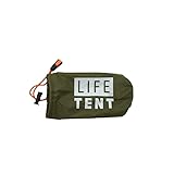 FRAINEL Pocket Emergency Survival Tent. Snow Life Thermal Shelter. Tube Tarp. Army Green Tough Guy Style. Storage Bag with Whistle and Paracord. for Camping, Hiking, Outdoor, Vehicle First Aid Kit