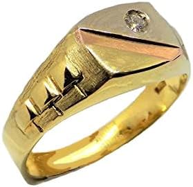 Men's Ring with diamond, tricolor gold