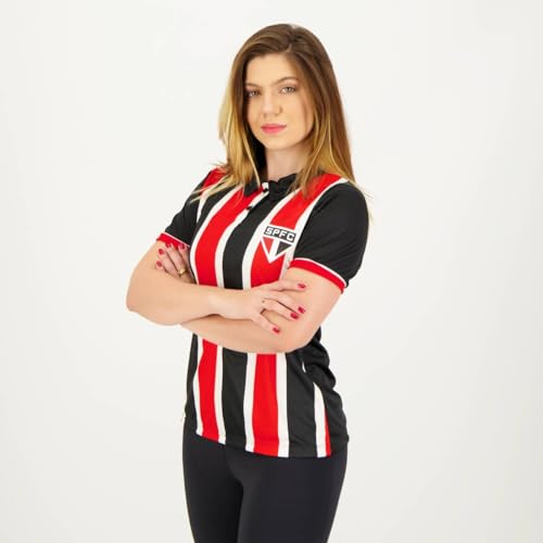 Polo São Paulo Fictional Feminina Branca Vermelha e Preta