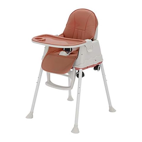Xpork 3-in-1 Children's High Chair Dining Chair Adjustable Foldable Baby High Chair Baby Children High Chair Movable For Children From 6 Months To 4 Years Old Coffee Color Cover