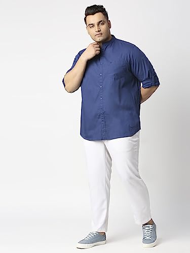 Image of Thomas Scott Mens | Full Sleeve | Solid Plain Color | Regular Fit | Plus Size | 100% Cotton | Mandarin Collar | Casual | Shirt
