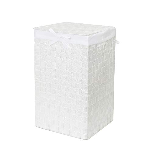 Cesto de almacenaje para ropa de forma cuadrada con tapa. Modelo 'Stan'. Material. Hilo trenzado. Color blanco. Tamaño: 30 x 30 x 50 cm. RAN6889